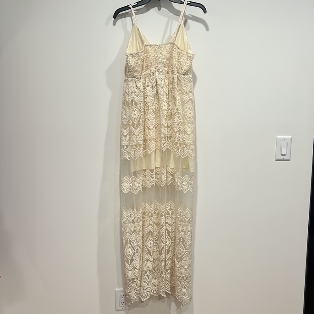 Dainty Hooligan Bohemian ivory bone lace maxi dress large women’s - Picture 7 of 8